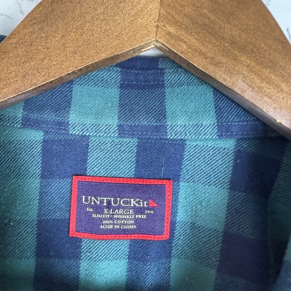 UNTUCKit Vigouroux Double Pocket Button Up Flannel Shirt Mens XL Slim Fit Cotton - Picture 3 of 8